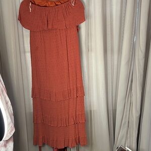 Rust Orange Off-Shoulder Dress